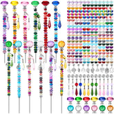 UFU 310Pcs DIY Fairy Wand Beaded Garden Stakes Kit components including beads and crystal tops