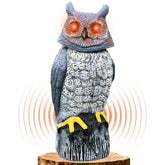 Ugold Solar Powered Garden Owl front view with gradient coloured eyes