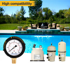 Uharbour Pool Filter Pressure Gauge side view showing connection