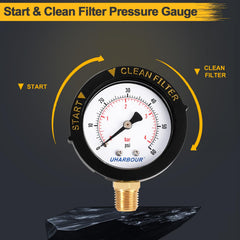 Uharbour Pool Filter Pressure Gauge with Teflon tape included