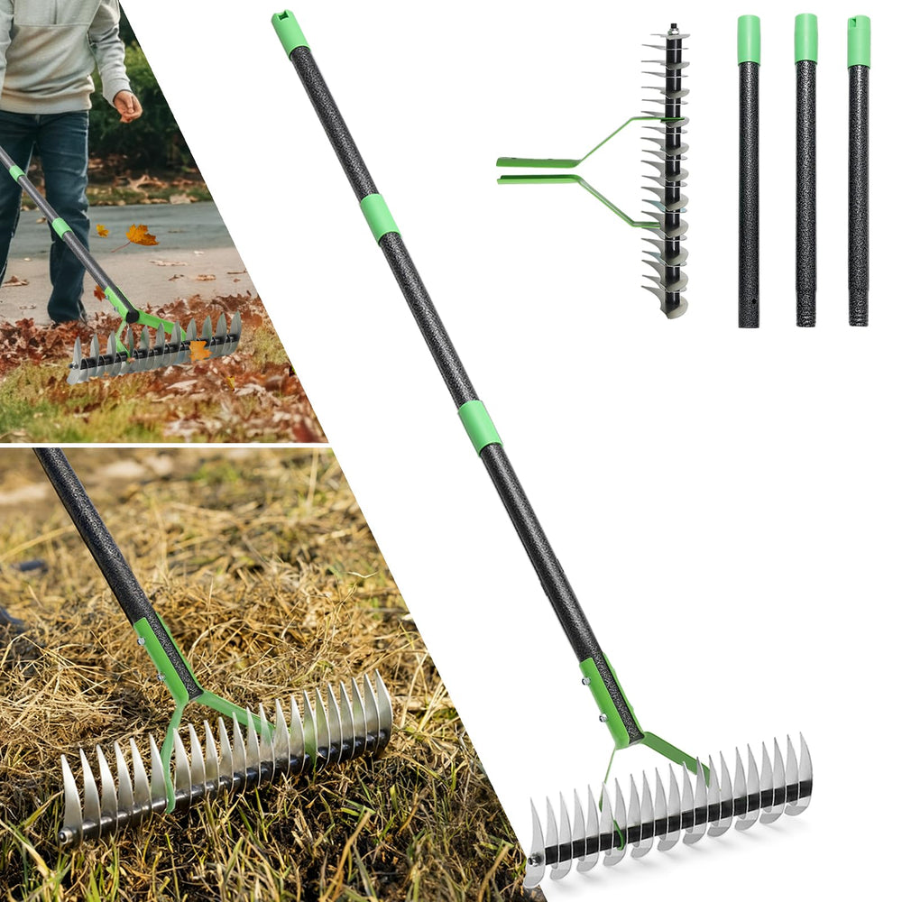 UIABOPZ Thatch Rake 55-inch with adjustable handle, front view
