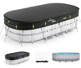 UIRWAY 10x16 FT Winter Oval Pool Cover, Black front view