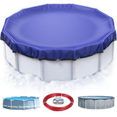 UIRWAY 12FT Round Winter Pool Cover dark blue front view