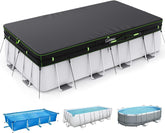 UIRWAY 14' x 8.2' Rectangular Pool Cover, Black front view