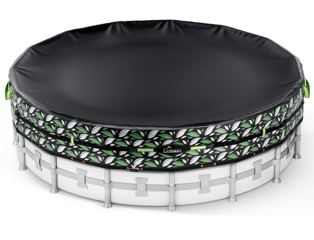 UIRWAY 15FT winter pool cover front view in black and green