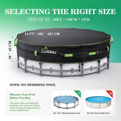 UIRWAY 500D Winter Pool Cover 14FT Round showing gel-coated anti-slip straps