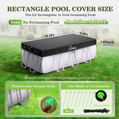 UIRWAY Winter Rectangular Pool Cover showing reflective strips