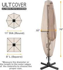 ULTCOVER Umbrella Cover secured with clips and straps