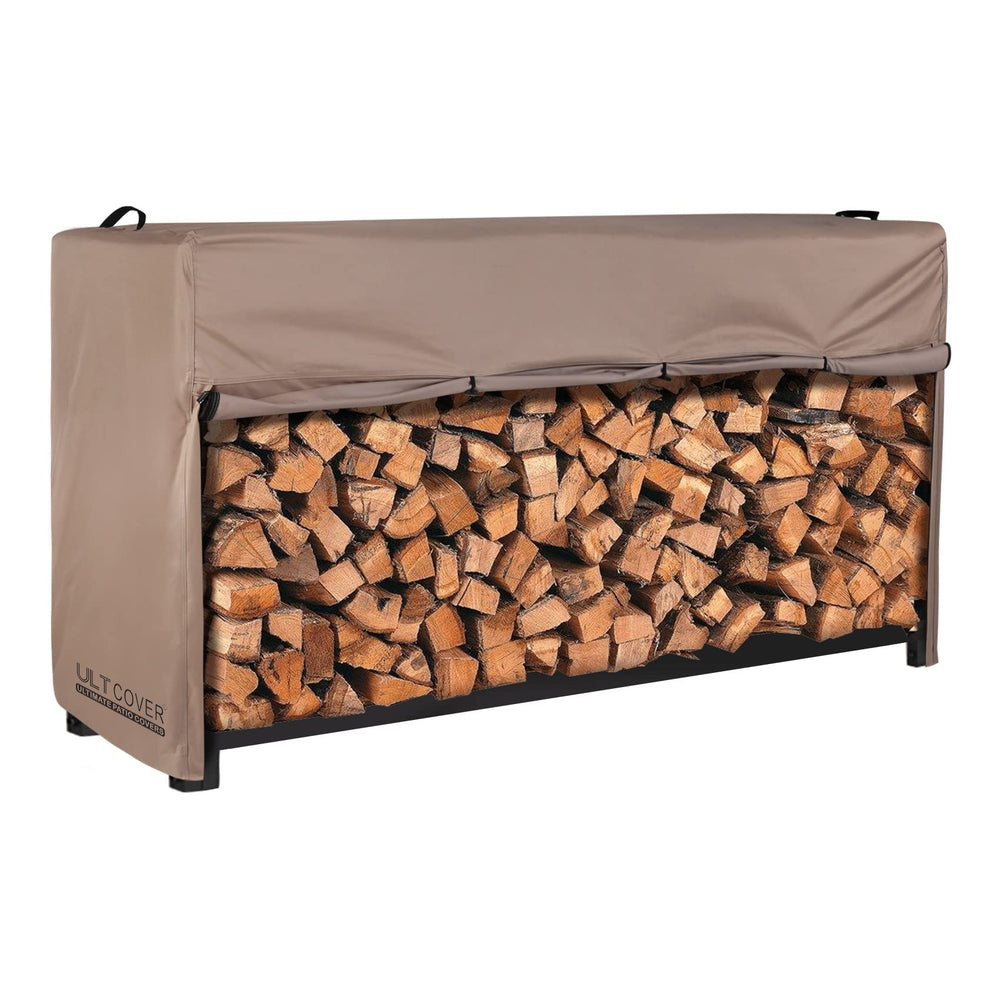 ULTCOVER Waterproof Firewood Racks Cover 8 Feet, Brown front view