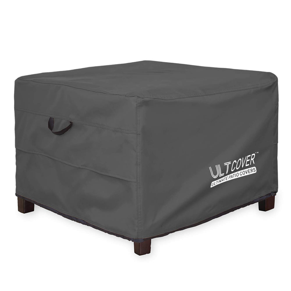 ULTCOVER Waterproof Patio Ottoman Cover 24x24 inch, black front view