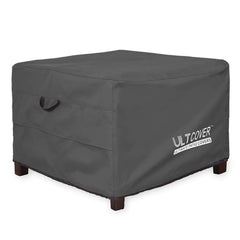 ULTCOVER Waterproof Patio Ottoman Cover 24x24 inch, black front view