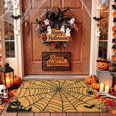 ULTSOFE Halloween Welcome Mat front view with scary web design