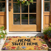 ULTSOFE Home Sweet Home Floral Door Mat front view
