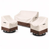 UNARK 3 Piece Patio Furniture Covers Set with beige and brown design