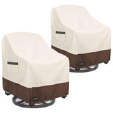 UNARK Outdoor Swivel Chair Cover front view in beige and brown