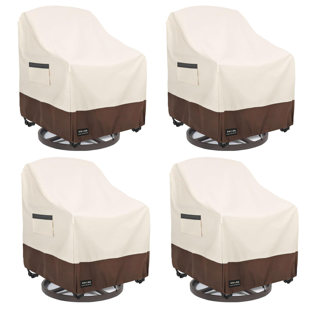 UNARK Swivel Patio Chair Cover beige front view