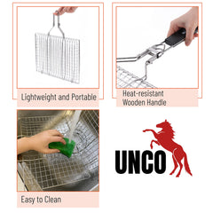 UNCO BBQ Grill Basket folded for portability