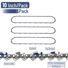 UNCO chainsaw chain showing 3/8 inch pitch