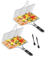 UNCO Fish Grilling Basket Set with two stainless steel baskets and brushes