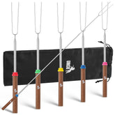 UNCO Marshmallow Roasting Sticks 32-inch extendable skewers with dark brown wooden handles
