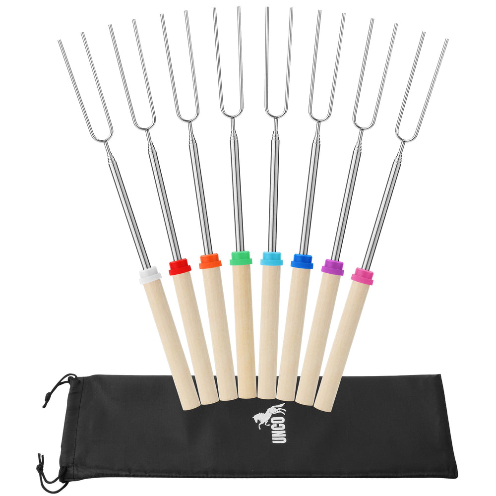 UNCO marshmallow roasting sticks 32 inches in a black canvas bag