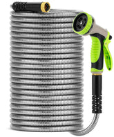 UNCO Metal Garden Hose 100 Feet with 10-function nozzle