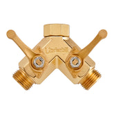 Underhill Y Hose Splitter 2 Way front view with brass finish