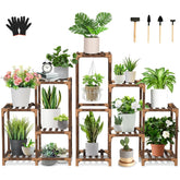 Uneedem Plant Stand 10 Tiered Brown front view
