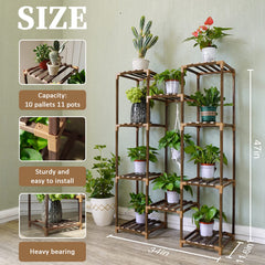 Uneedem Plant Stand 10 Tiered Wood Rack with plants