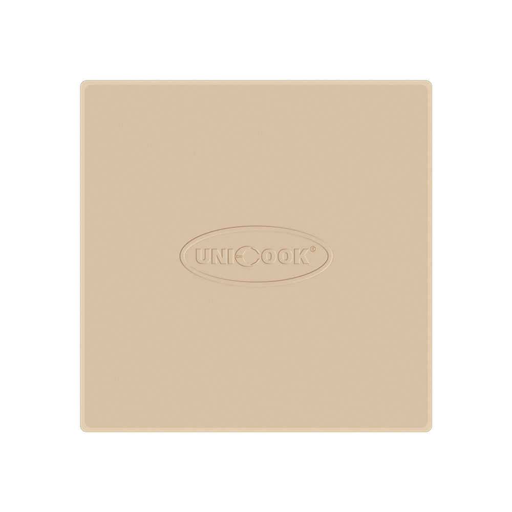Unicook 11 Inch Square Pizza Stone, beige front view