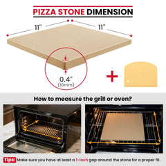 Unicook 11 Inch Square Pizza Stone, beige side view