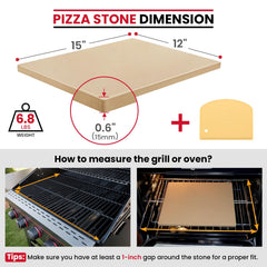 Unicook pizza stone side view with dough scraper