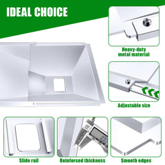 Uniflasy Grease Tray dimensions showing adjustable length