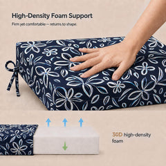 UNIKOME Outdoor Chair Cushion Navy/White with ties