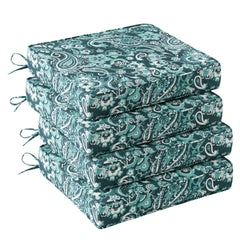 UNIKOME Outdoor Chair Cushions set of 4 in Boho Teal Paisley