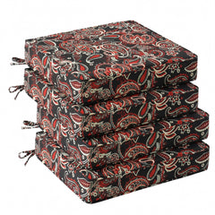 UNIKOME Outdoor Chair Cushions Set of 4 Red Paisley Floral front view