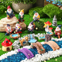 Unittype 19 Pcs Gnome Garden Accessories set including miniatures and decorations