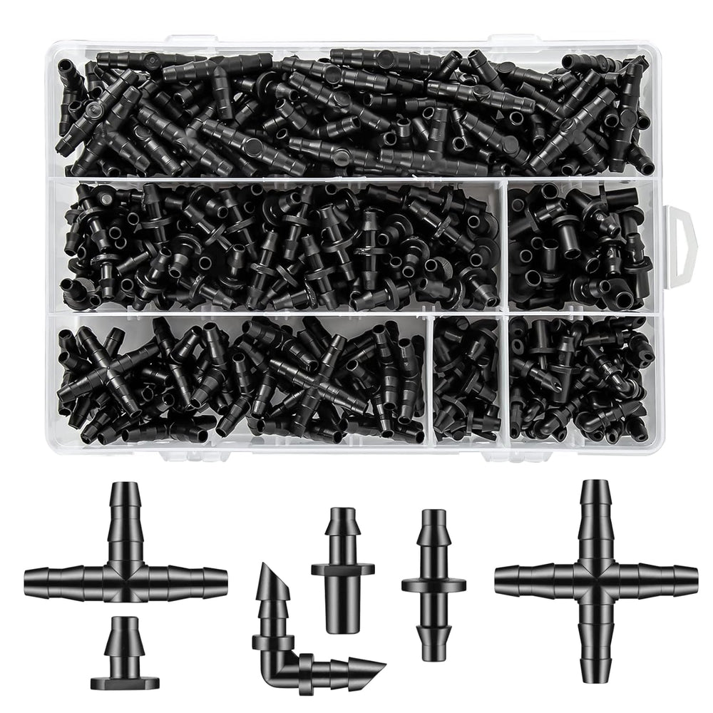 Unoutur 600 Pcs Drip Irrigation Fittings Kit with clear plastic box