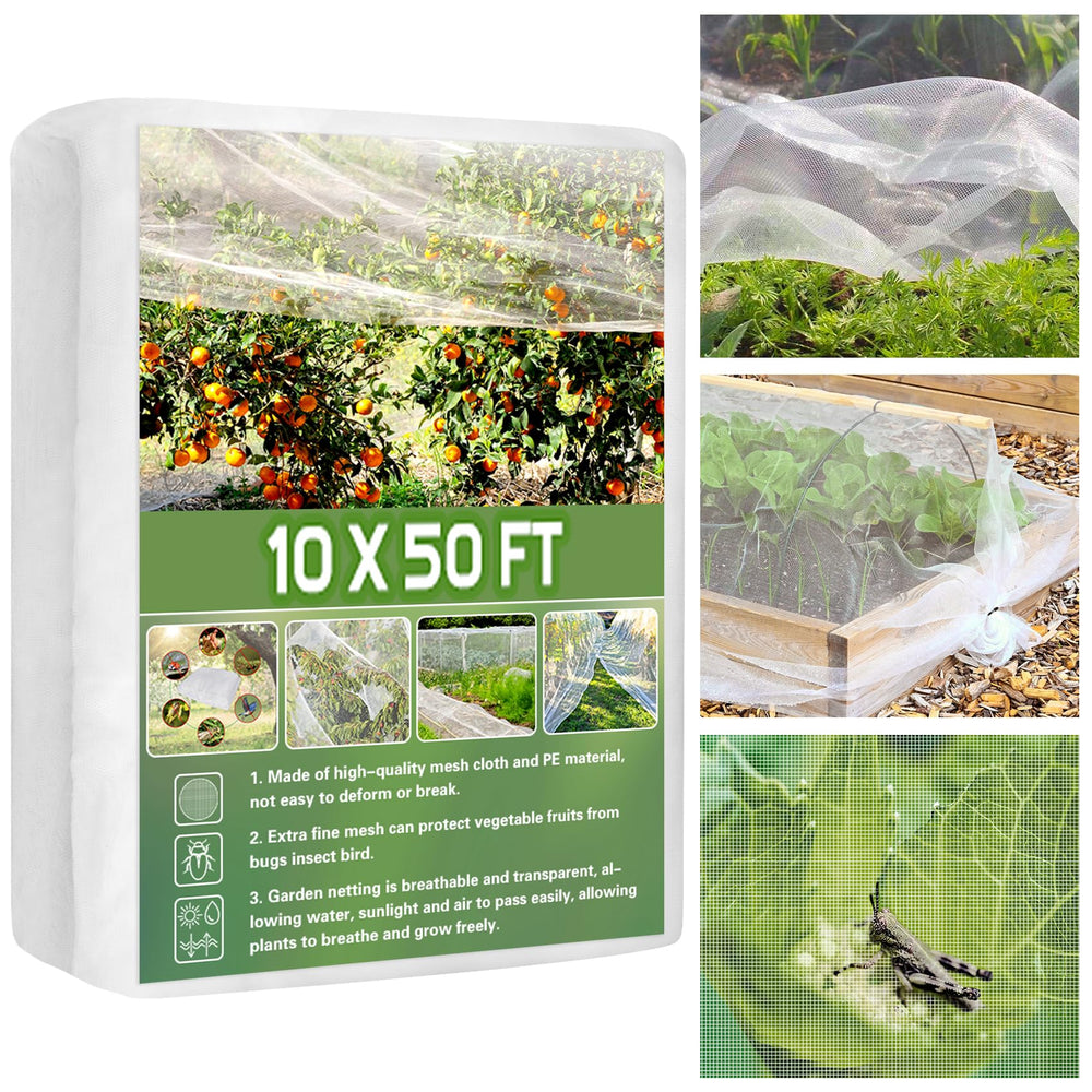 Unves Garden Netting 10' x 50' white, front view