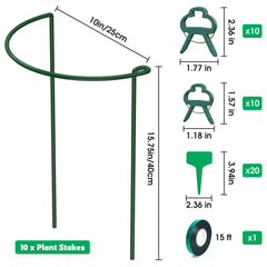 Unves plant support stakes installed around peony plants in the garden