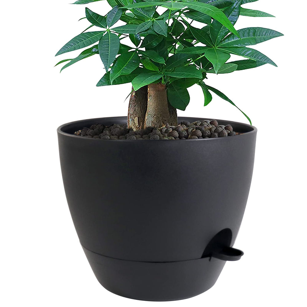 UOUZ 12 inch self watering pot black with removable tray
