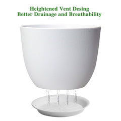 UOUZ 12-inch white planter with aloe vera inside