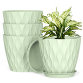 UOUZ 8 inch plant pot green with drainage holes front view