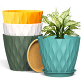 UOUZ 8 Inch Plant Pot with colorful design and drainage hole