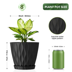 UOUZ plant pots set on a patio with greenery in the background