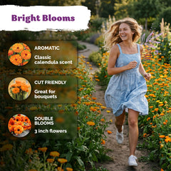 Upright 20-inch Ball's Orange Calendula plants with blooms