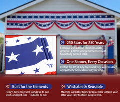 UQJE 25ft Flag Bunting hanging on a porch railing