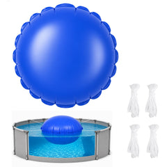 UQM 8FT round pool pillow in blue, front view
