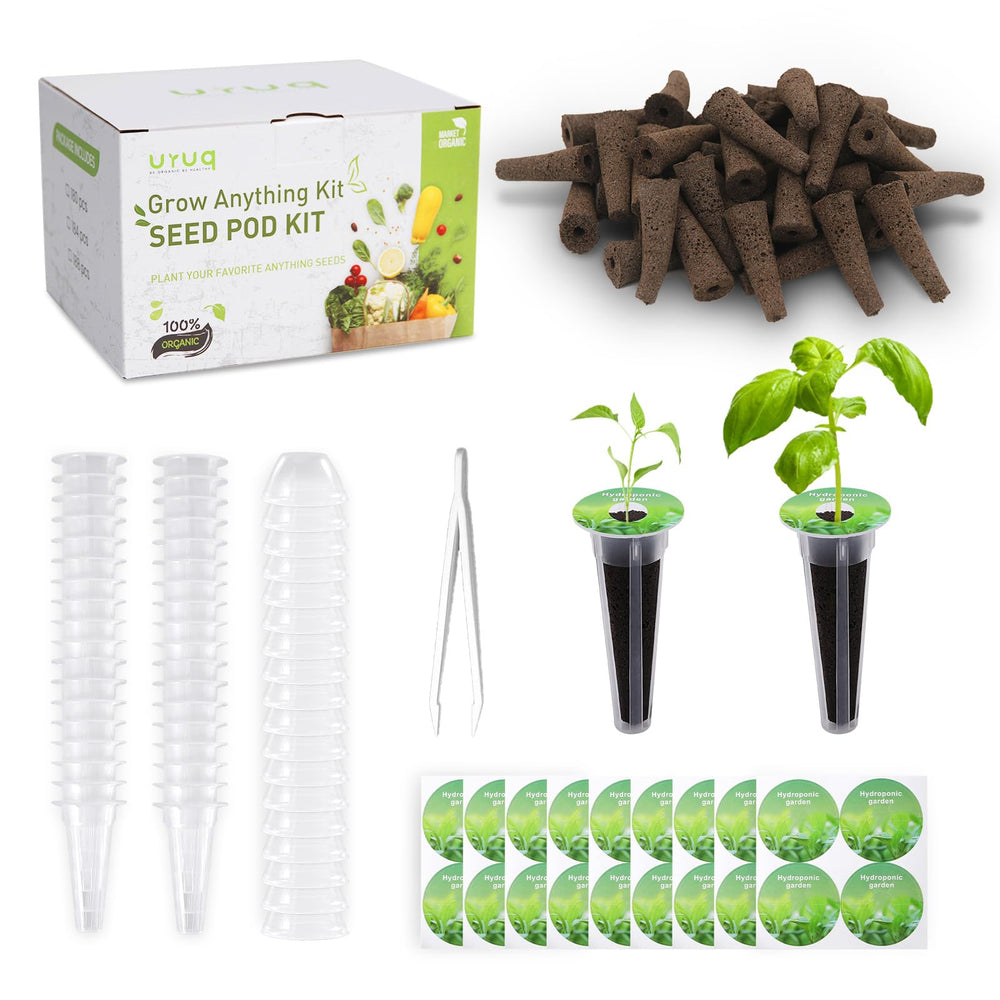 URUQ Hydroponic Pods Kit 140pcs including grow sponges and baskets