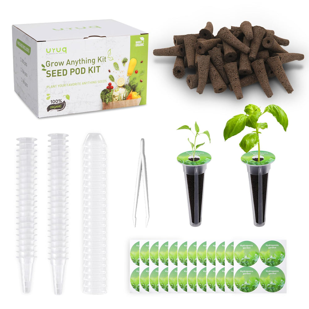 URUQ Hydroponic Pods Kit 180pcs with sponges and labels